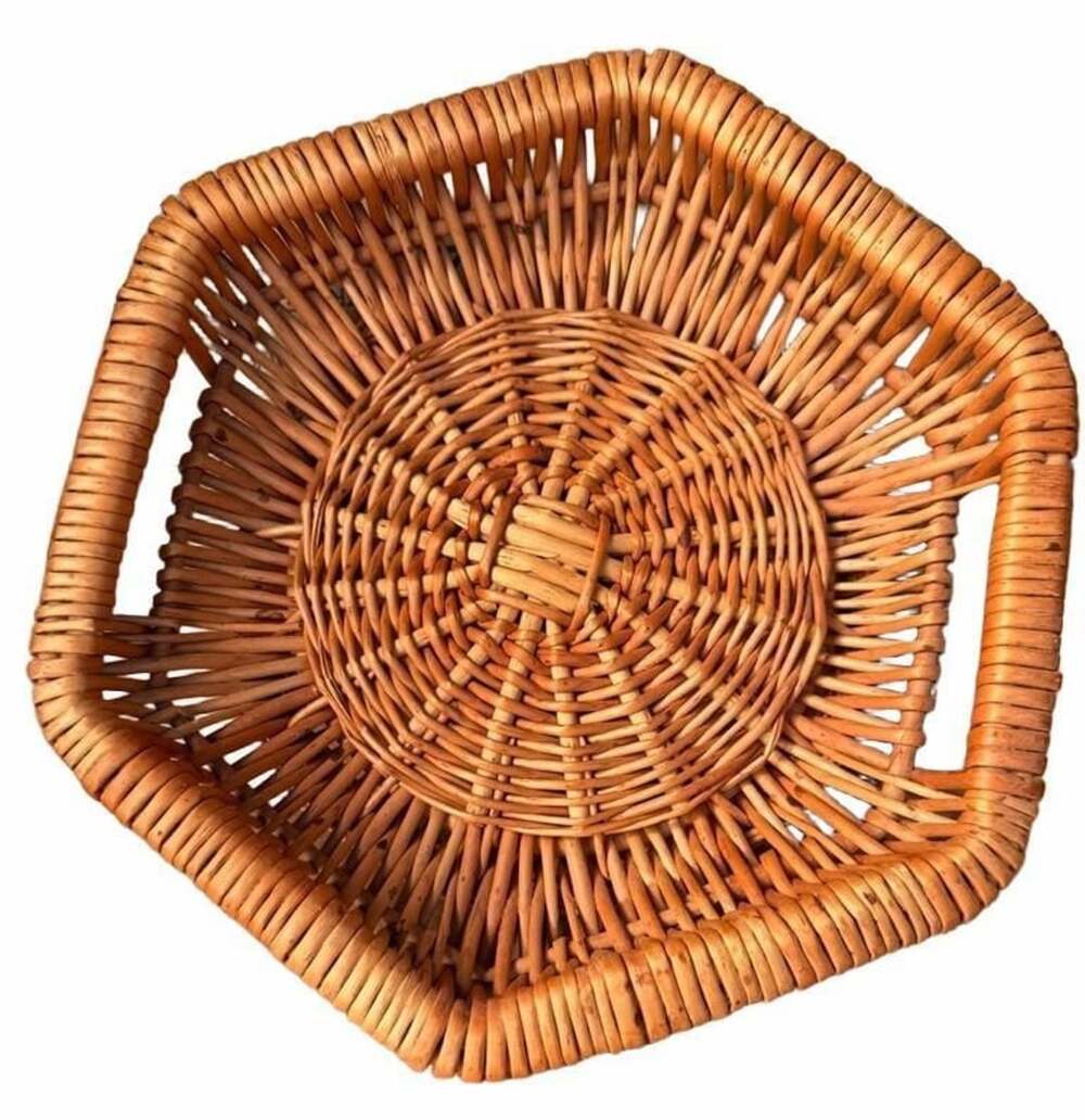 Wicker Hexagonal Woven Storage Basket Natural